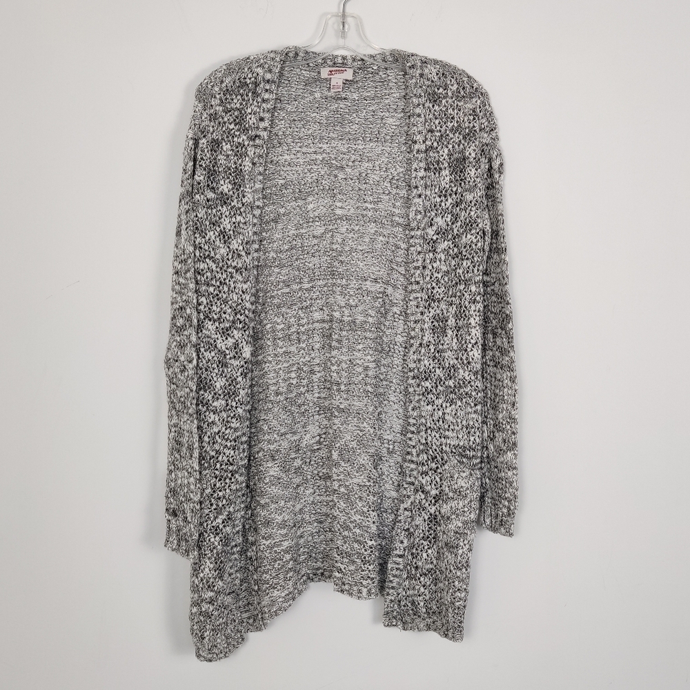 Arizona Jean Co. Medium Open-Front Cotton Cardigan in Heather Black White Beach